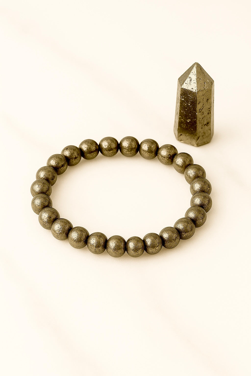 The Pyrite Power Pair – Pyrite Bracelet & Crystal Chunk