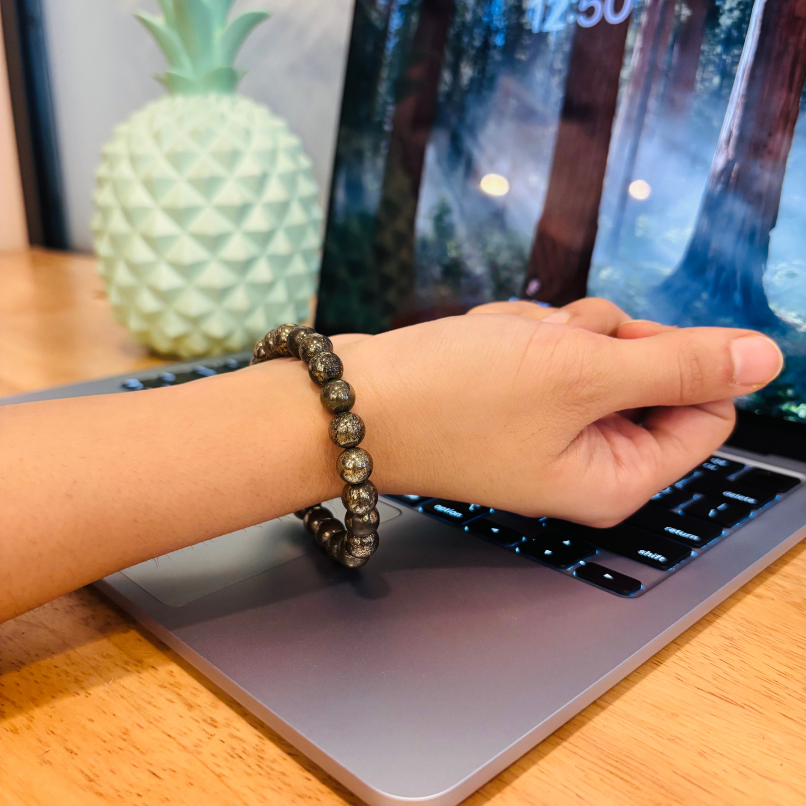 The Pyrite Power Pair – Pyrite Bracelet & Crystal Chunk